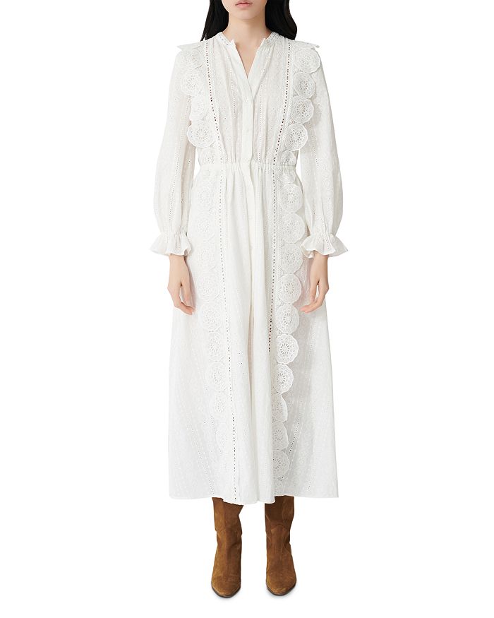 Maje Raviane Midi Dress with Eyelet Lace | Bloomingdale's