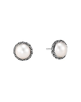 JOHN HARDY - Sterling Silver Classic Chain Mabe Cultured Freshwater Pearl Stud Earrings