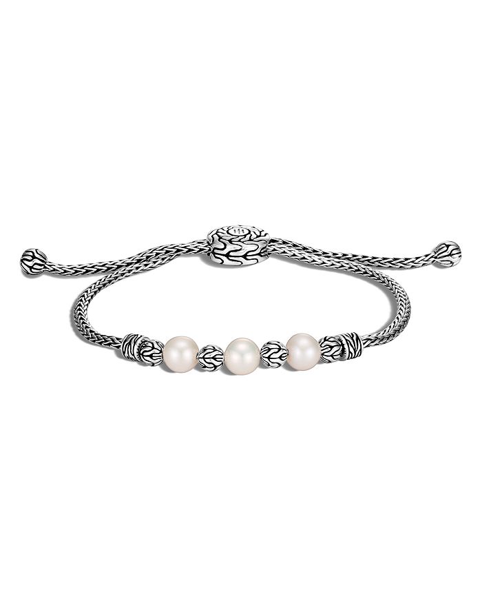 JOHN HARDY STERLING SILVER CLASSIC CHAIN CULTURED FRESHWATER PEARL SLIDER BRACELET,BB900008XM-L