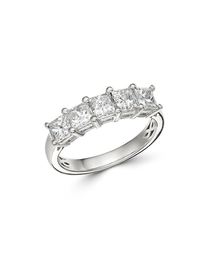 Bloomingdale's Diamond Princess-cut 5-stone Ring In 14k White Gold, 2.0 Ct. T.w. - 100% Exclusive