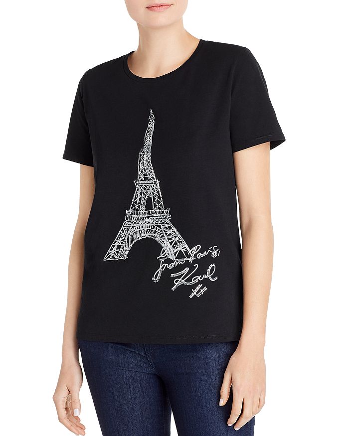 KARL LAGERFELD SKETCHED EIFFEL TOWER TEE,L0WH0014