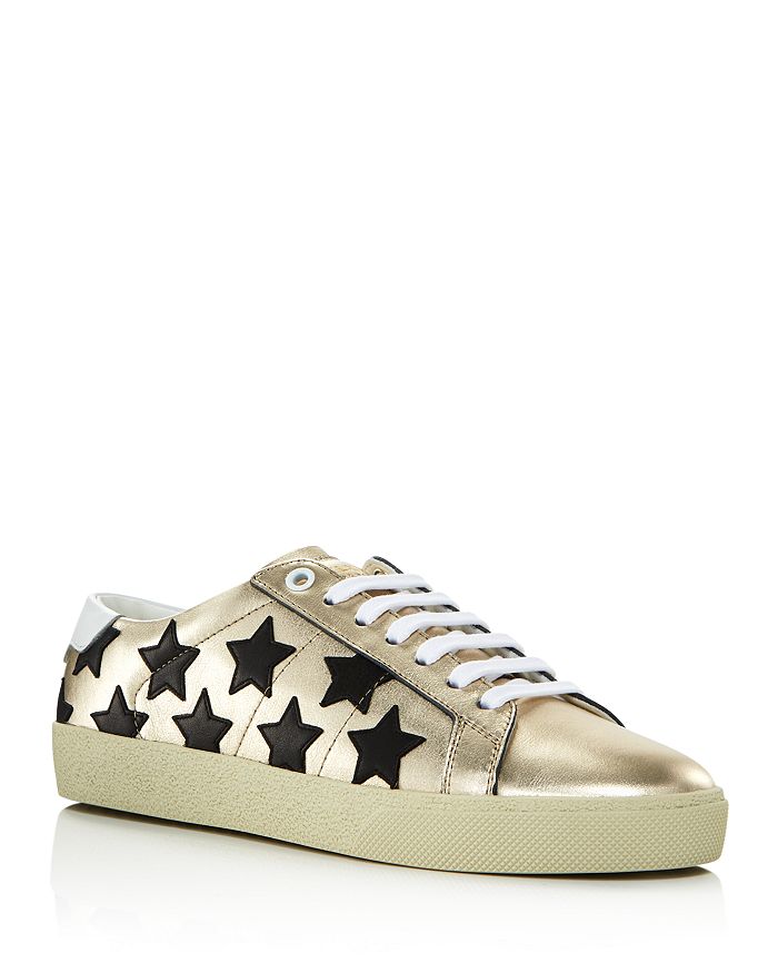 Saint Laurent Women's Star Leather Sneakers In Gold