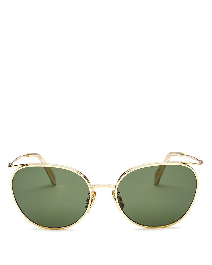 Celine Women's Round Sunglasses, 55mm In Gold/crystal Green