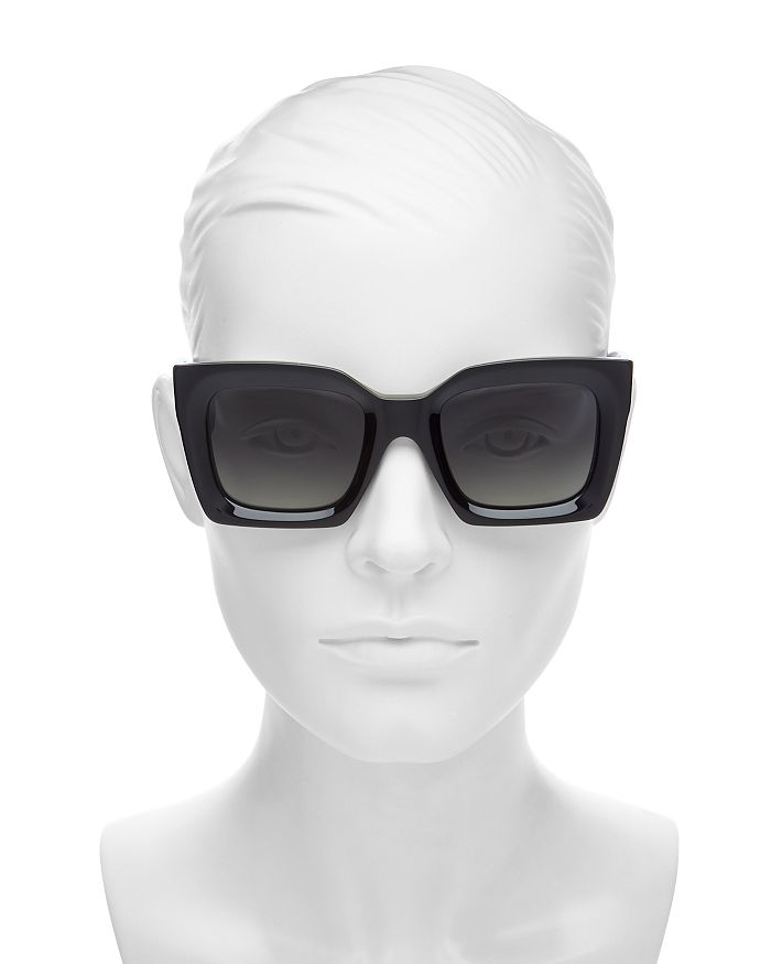 Shop Celine Polarized Bold Square Sunglasses, 51mm In Shiny Black/smoke Polarized
