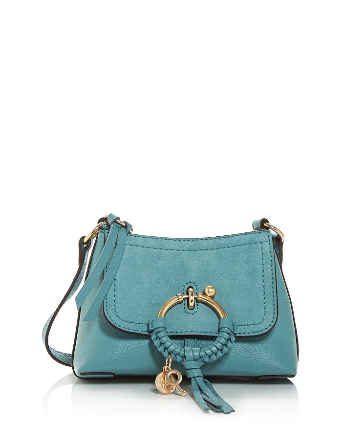 See By Chloé See By Chloe Joan Mini Leather & Suede Hobo In Mineral Blue