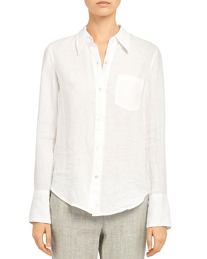Theory white linen top