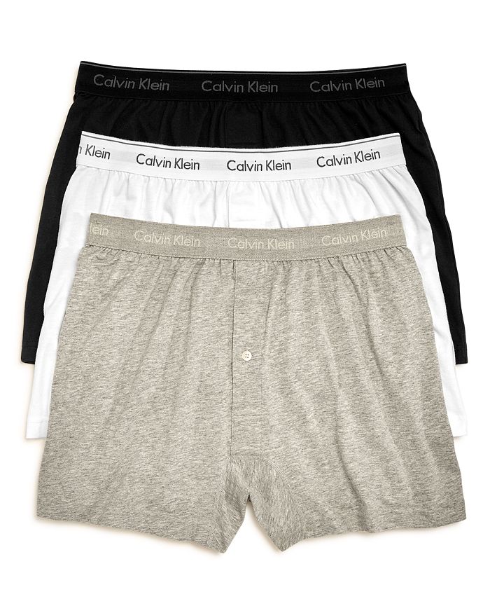 Shop Calvin Klein Traditional Boxers, Pack Of 3 In Black/white/gray