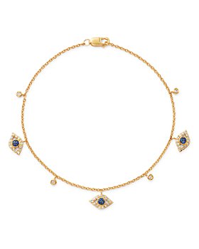 Bloomingdale's - Diamond & Sapphire Evil Eye Station Bracelet in 14K Yellow Gold - 100% Exclusive
