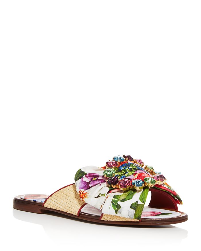 Dolce & Gabbana Women's Bianca Abaya Crystal Embellished Slide Sandals ...