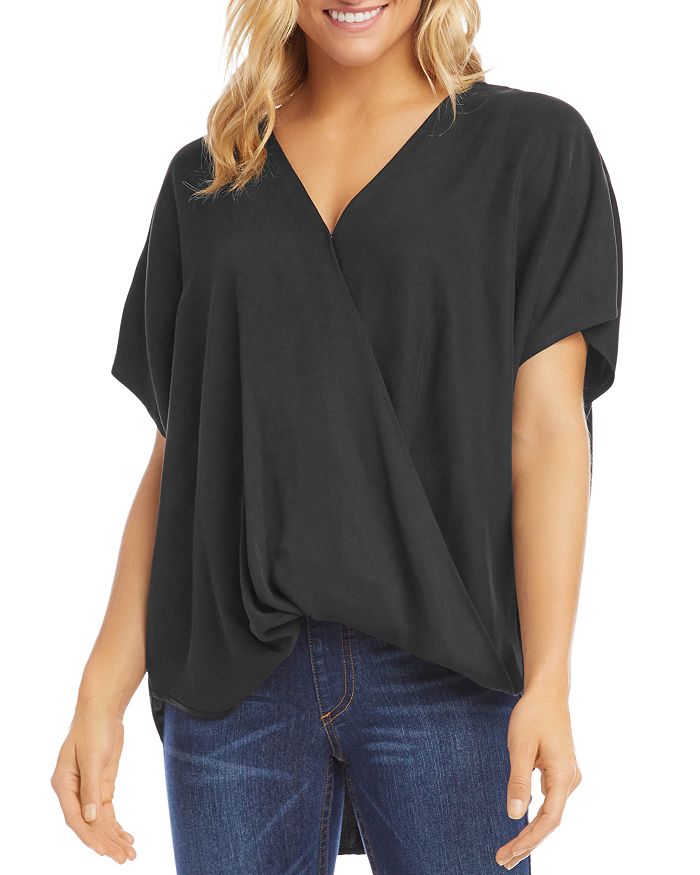 Karen Kane Printed Crossover Top Red