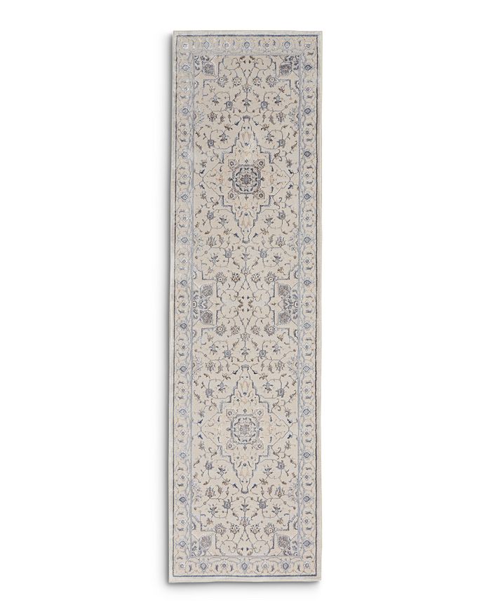 Nourison Silky Textures Sly08 Runner Area Rug, 2'2 X 7'6 In Ivory/gray