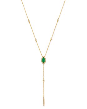 Bloomingdale's - Emerald & Diamond Lariat Necklace in 14k Yellow Gold, 16-18" - 100% Exclusive