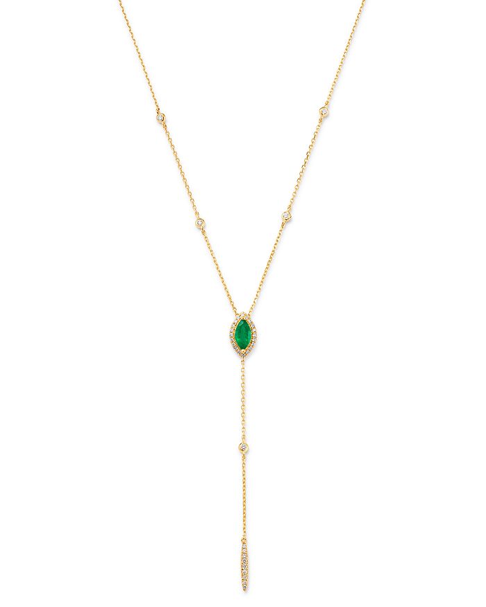 Bloomingdale's Emerald & Diamond Lariat Necklace in 14k Yellow Gold, 16 ...