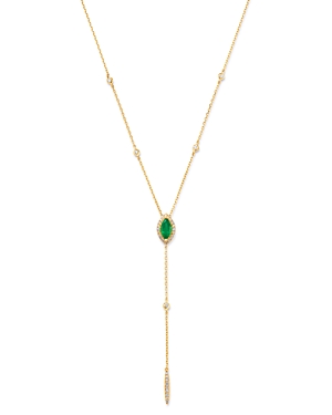 Bloomingdale's Emerald & Diamond Lariat Necklace in 14k Yellow Gold, 16-18 - 100% Exclusive