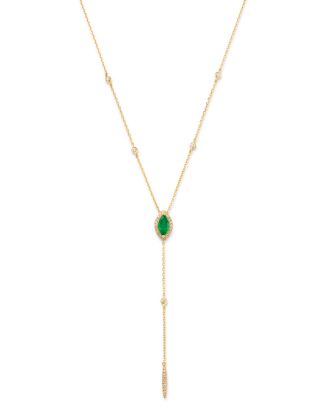 Bloomingdale's Emerald & Diamond Lariat Necklace in 14k Yellow Gold, 16 ...