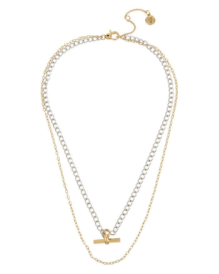 ALLSAINTS TWO-TONE LAYERED BAR NECKLACE, 16-18,298989MUL963