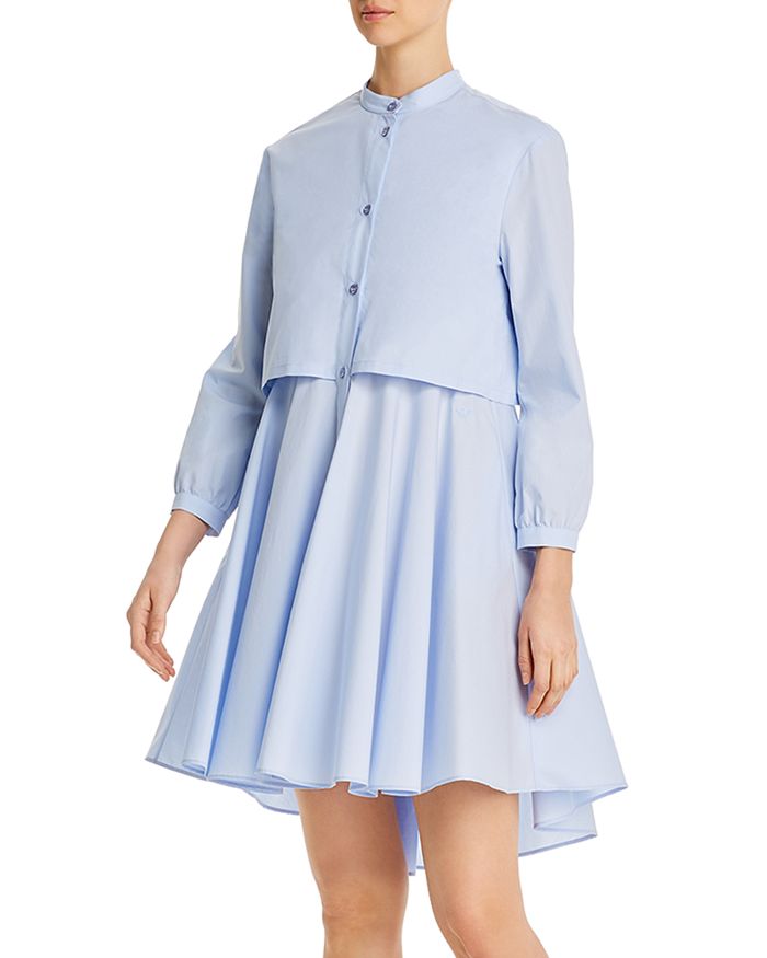 Shop Armani Collezioni Emporio Armani Cotton Popover Dress In Light Blue