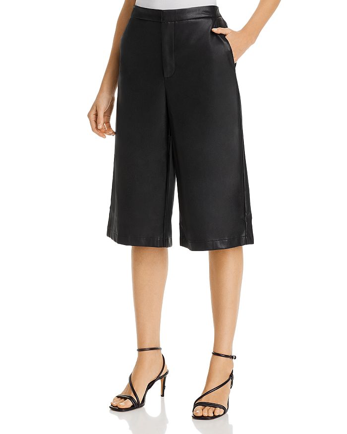 Lucy Paris Faux-leather Culotte Shorts - 100% Exclusive In Black