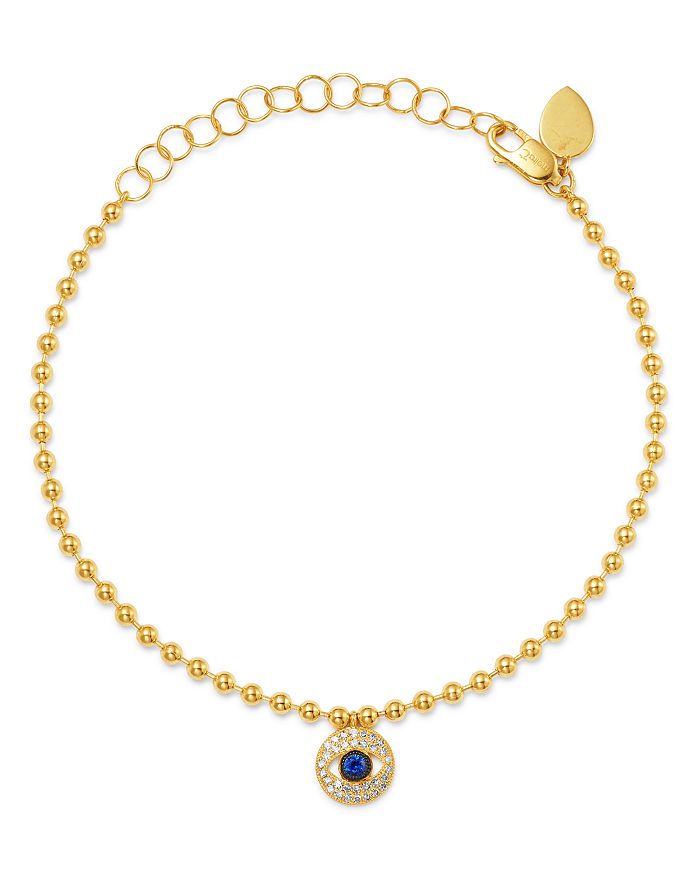 Meira T Meria T 14k Yellow Gold Diamond & Sapphire Evil Eye Bracelet In Blue/gold
