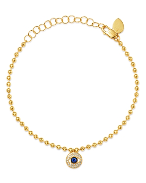 Meria T 14K Yellow Gold Diamond & Sapphire Evil Eye Bracelet