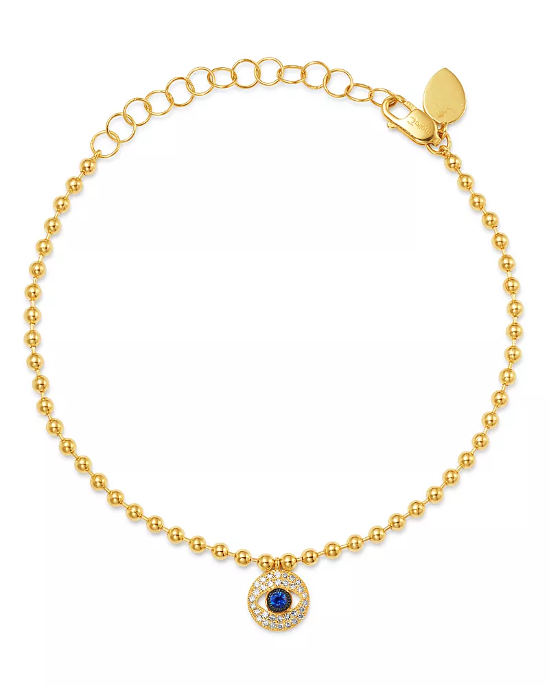 Meria T 14K Yellow Gold Diamond & Sapphire Evil Eye Bracelet