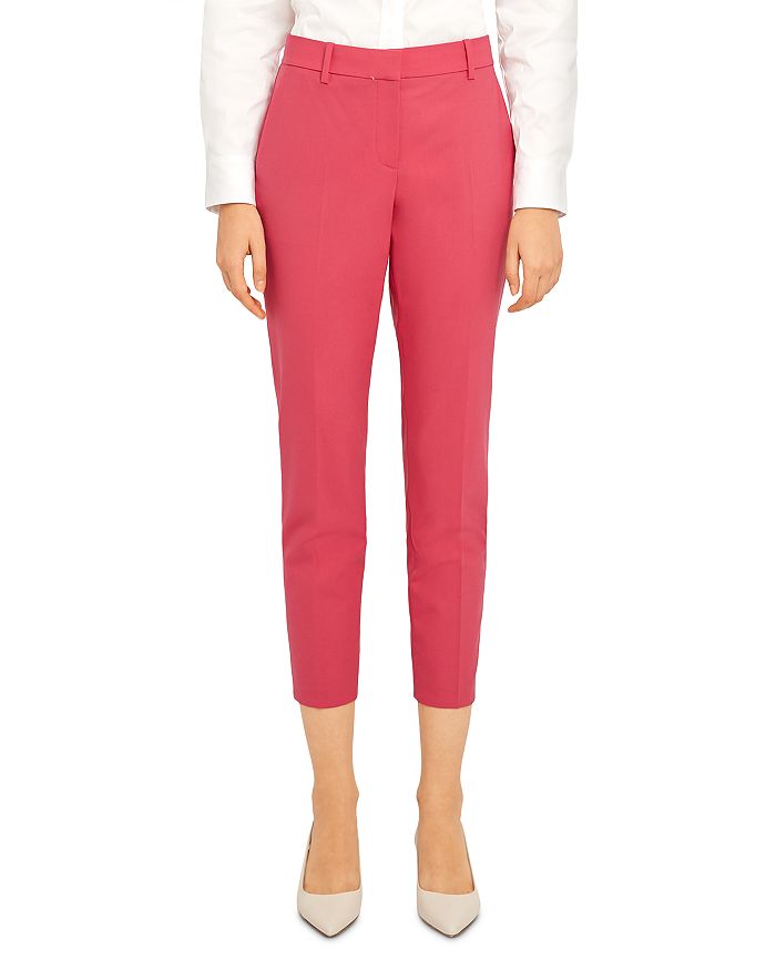 Theory Treeca Wool-blend Cropped Pants In Watermelon
