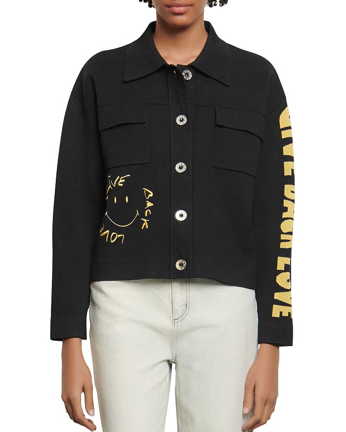 Sandro cardigan with embroidery on the back store