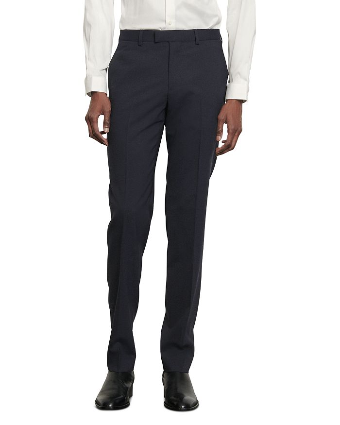 Shop Sandro Travel Slim Fit Suit Pants In Navy Blue