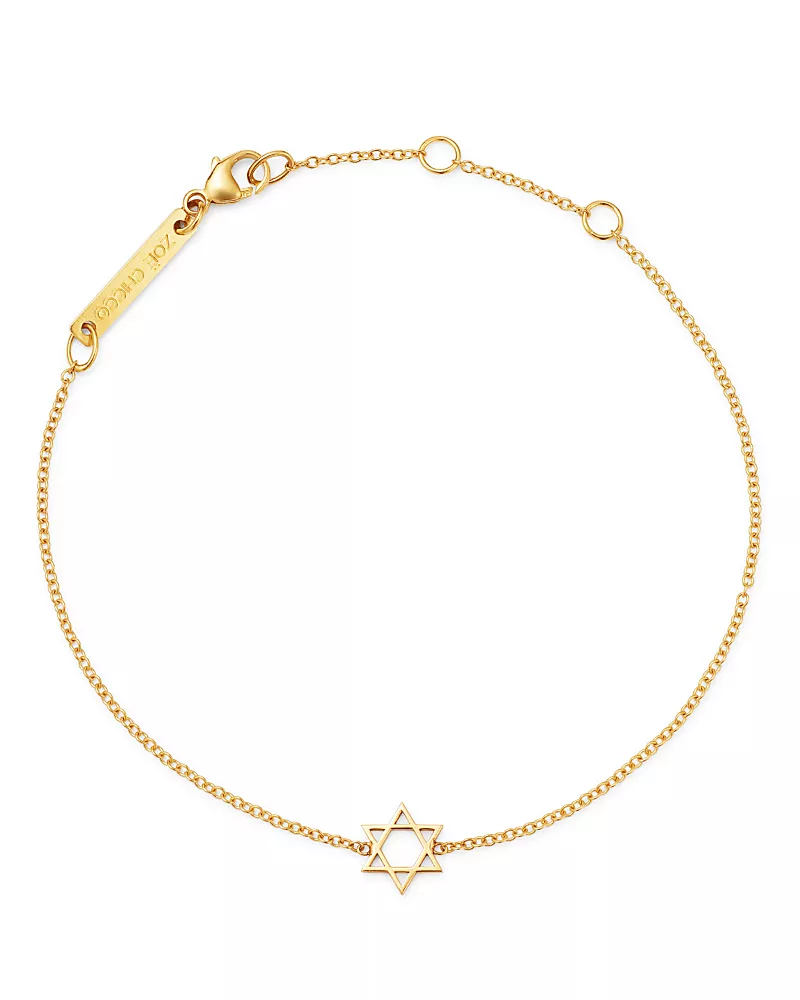 Zoe Chicco Midi Bitty Star Of David Centered Bracelet