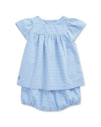 Ralph Lauren Girls' Cotton Gingham Check Top & Bloomers Set - Baby ...