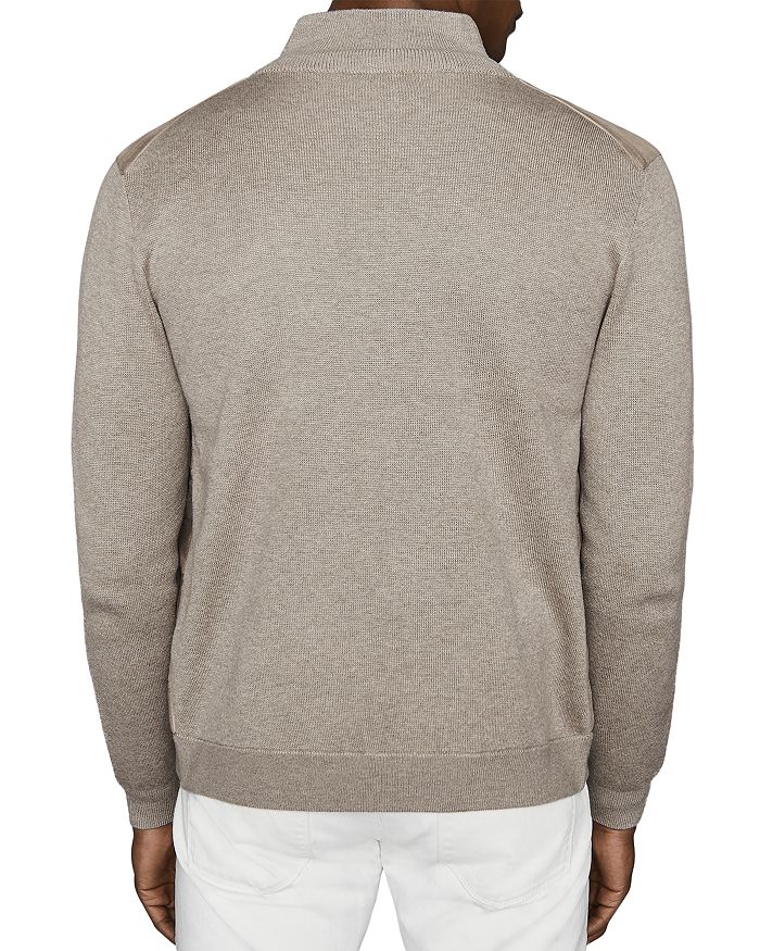 Reiss Bernardi Slim Fit Quilt Front Zip Cardigan In Gray