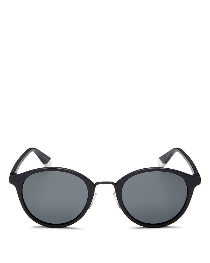 Polaroid Men's Round Sunglasses, 50mm In Matte Black/gray Polarized