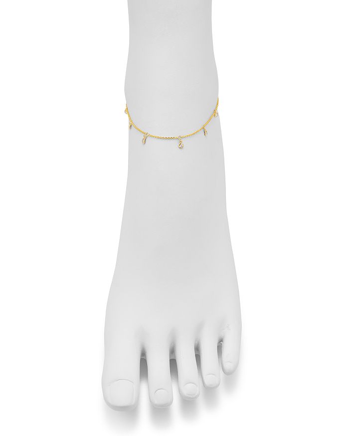 Shop Bloomingdale's Diamond Bezel Droplet Ankle Bracelet In 14k Yellow Gold, 0.25 Ct. T.w. - 100% Exclusive In White/gold