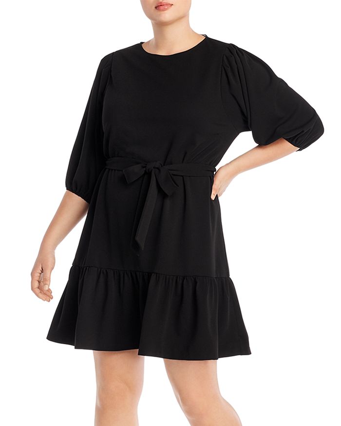 Aqua Curve Puff-sleeve Dress - 100% Exclusive In Black