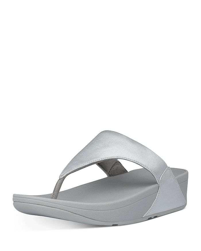 Fitflop Women's Lulu Slip On Thong Wedge Sandals In Silver