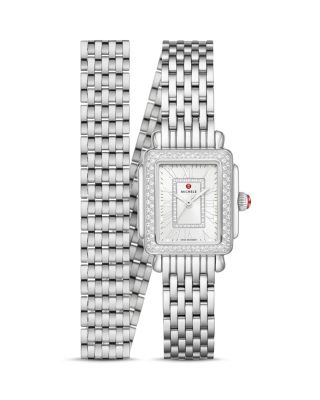MICHELE - Deco Madison Mini Stainless Steel Diamond Watch, 22mm x 35mm