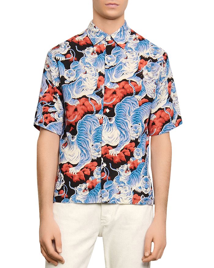 Sandro Tiger Casual Short Sleeve Button-Up Shirt | Bloomingdale's