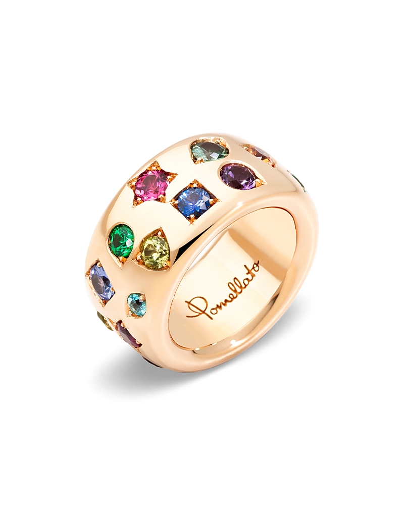 Pomellato 18k Rose Gold Maxi Iconica Multi-gemstone Band In Multi/rose Gold