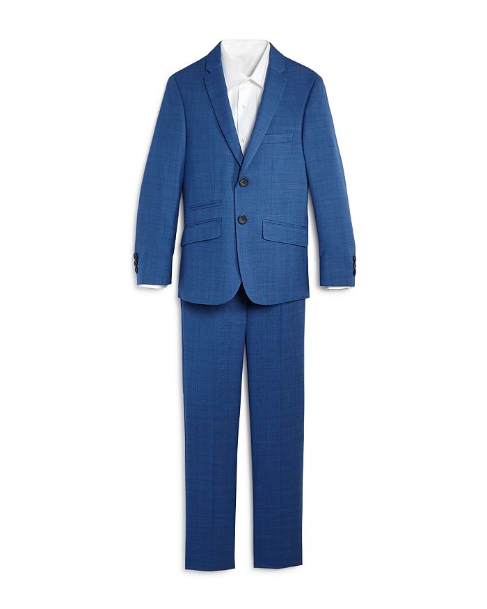 Andrew Marc Boys' Plaid Suit - Big Kid In Blue