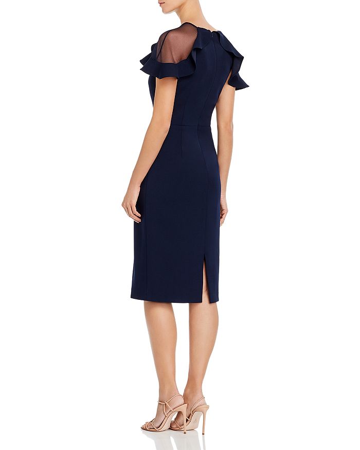 Eliza J Ruffle Shoulder Velvet Cocktail Dress In Navy | ModeSens