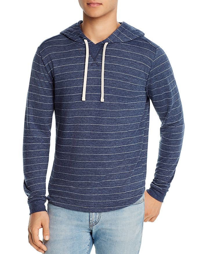 Marine Layer Portola Stripe Slub Cotton Blend Beach Hoodie In Navy Stripe