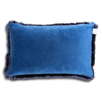Navy Bark Faux Fur Pillow, 12" x 18"