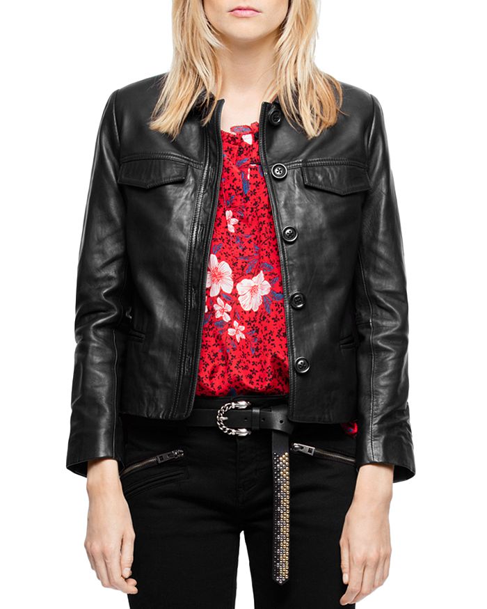 ZADIG & VOLTAIRE LIAM LEATHER BUTTON-UP JACKET,PWGCU1401F