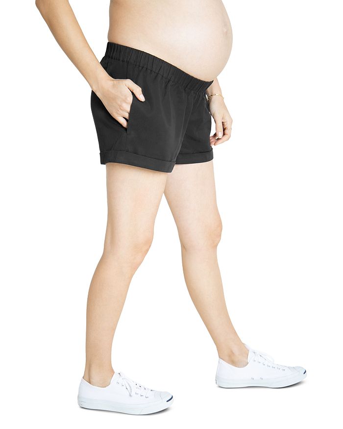 Shop Ingrid & Isabel Elastic-waist Maternity Shorts In Black