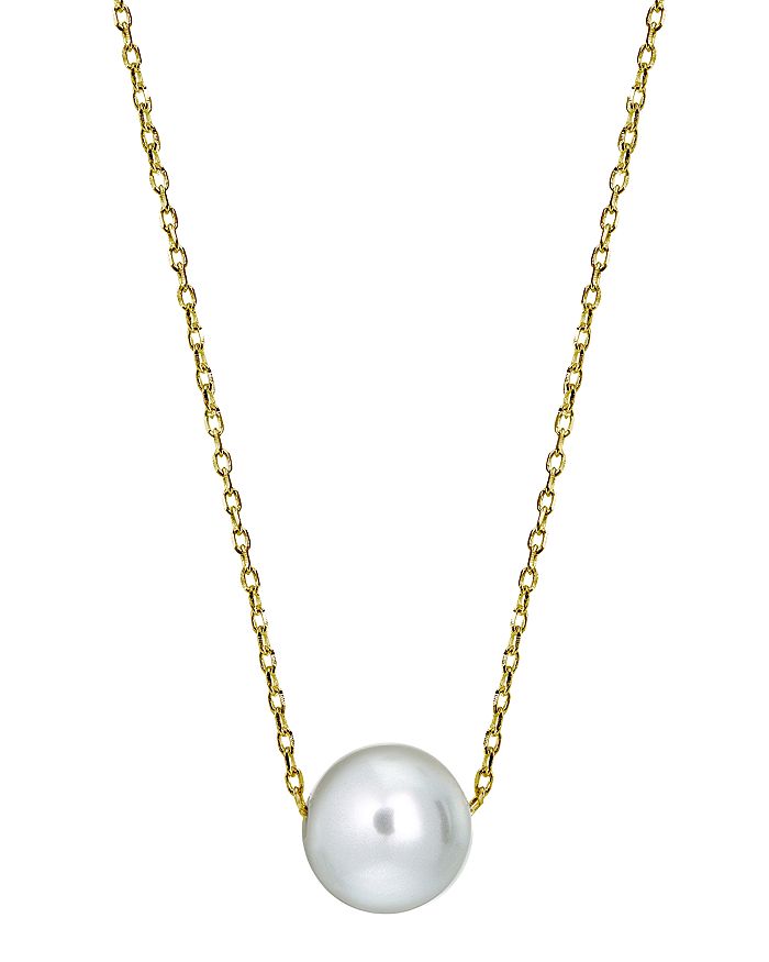Aqua Cultured Freshwater Pearl Necklace In Sterling Silver Or 18k Gold-plated Sterling Silver, 15.5-17.5 In White/gold