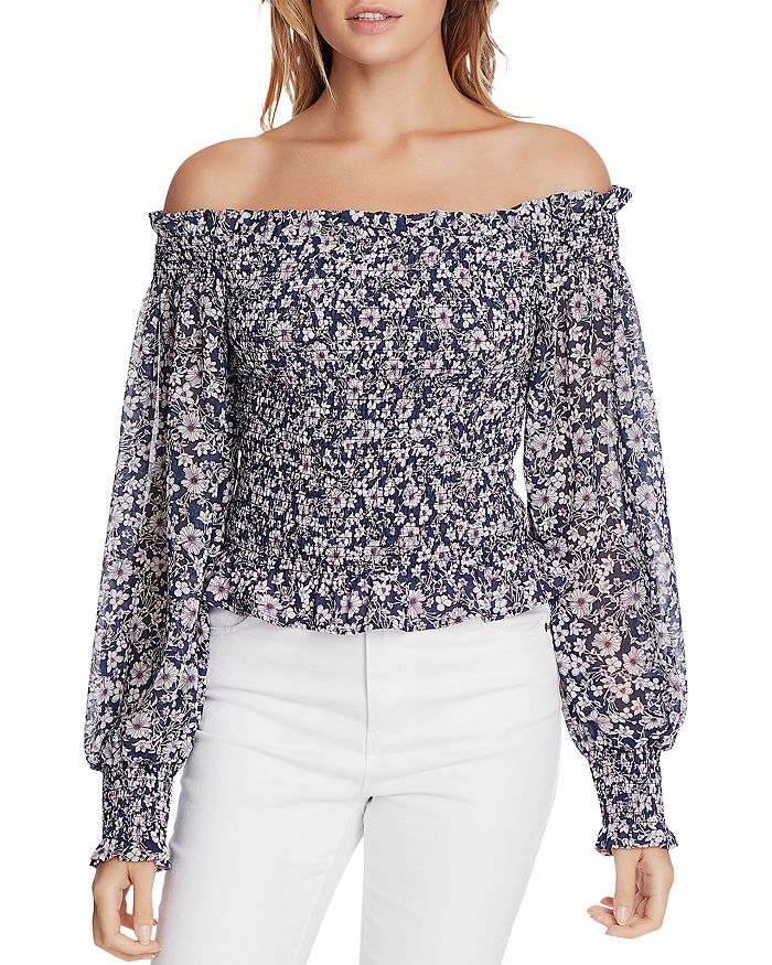 1.STATE WILDFLOWER BOUQUET OFF-THE-SHOULDER TOP,8120109