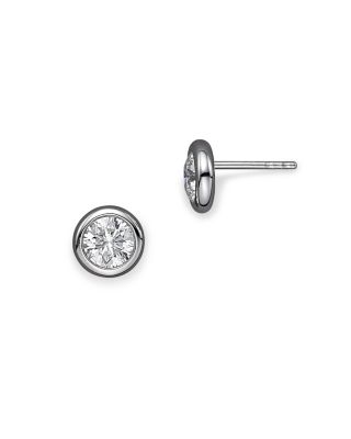 bezel diamond earrings white gold