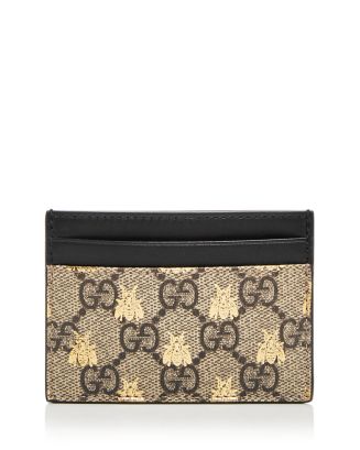 Gucci GG Supreme Bees Card Case Wallet in Natural