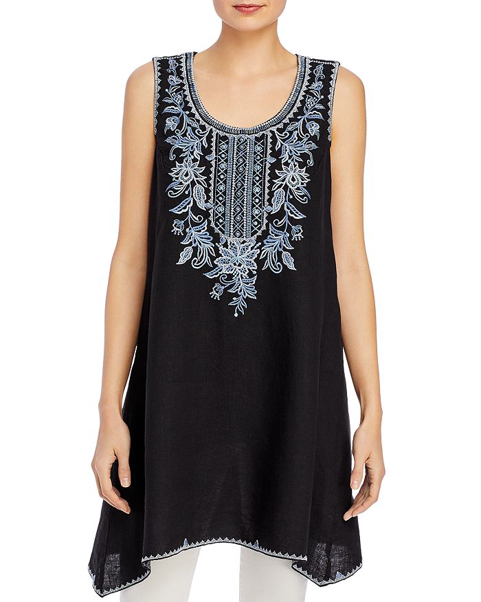 Johnny Was Maike Linen Trapeze Tunic In Black