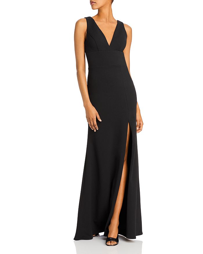 Aqua Side-slit Column Gown - 100% Exclusive In Black